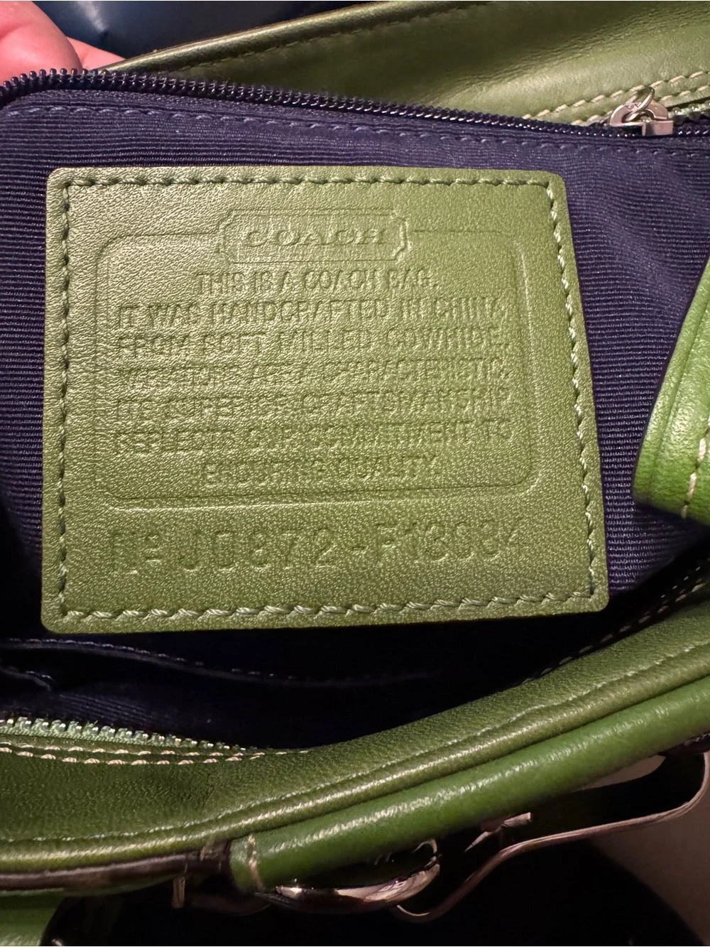 Coach Green Leather Satchel with Braided Trim Tassel Hampton Hobo small 13087
